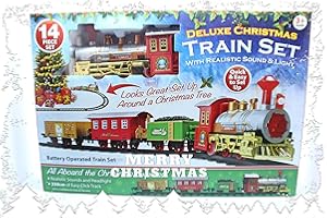 PMS Ensemble de Train Express de Noël à Piles avec Son et lumières réalistes, Mixte, Taille Unique