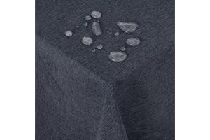 ‎DECONOVO Deconovo Leinenoptik Tischdecke WasserabWeißend Tischwäsche Lotuseffekt, 140x240 cm, Dunkelgrau