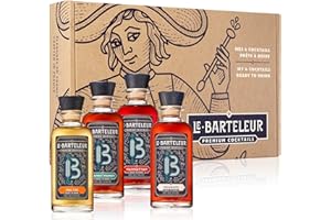 LE BARTELEUR - Coffret 4 x 10cl - Cocktail prémixé - Hanky Panky/Negroni/Mai Tai/Manhattan - Origine : France - 25,9% Alcool moyen - Prêt à boire - 4 x 10 cl