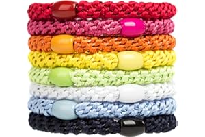 ‎J.CARP J.CARP 8Pcs Mixed color Hair Ties for Women Girls, Elastics Hair Bands Ponytail Holders, No Damage No Crease Hair Elastics, Perfect for Girls and Women with Thick or Curly Hair, Style 7