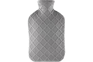samply Hot Water Bottle with Soft Cover, 2L Hot Water Bag for Menstrual Cramps, Neck and Shoulder Pain Relief, Hot and Cold Therapies, Hand Feet Warmer, Grey