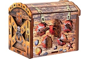 ESC Welt Piraten Schatztruhe - Geschenkbox mit Geheimverschluss - 3D Holzpuzzle - Geldgeschenk Puzzlebox - IQ Rätselbox - Geschenk für Jugendliche und Erwachsene - Box mit Geheimfach