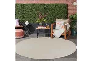 Jimri Tapis d'intérieur et d'extérieur – Tapis résistant aux intempéries pour Balcon, terrasse, Jardin, Salon, Cuisine – Tapis de Sol Durable, résistant l'eau – Taille 120 cm Rond, Blanc