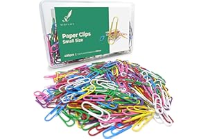 SIMPLIFE - 400 pcs Small Paper Clips - Assorted Colours Metallic Paperclips for Office, School, DIY (400pcs, Small Size - 28mm))