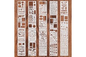 QUIIEOSKIA 20 Stk Bullet Schablonen Set, Schablonen Bullet Journal, Kunststoff Wiederverwendbares, Bullet Journal Zubehör für Notizbuch, Tagebuch, Scrapbook, Fotoalbum Dekoration