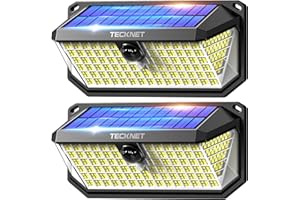 ‎TECKNET TECKNET Solarlampen für Außen mit Bewegungsmelder 416 LED, 2 Stück 300° Superhelle LED Solar Wandleuchte, IP66 wasserdichte Solarlampen Garten, Wand, und Outdoor Beleuchtung