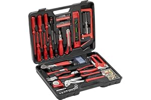 MASIDEF Meister Haushaltskoffer 60-teilig - Werkzeug-Set - Werkzeug für den täglichen Gebrauch / Werkzeugkoffer befüllt / Werkzeugset / Werkzeugbox komplett mit Werkzeug / Werkzeugsortiment / 8973630