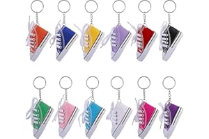 FT-SHOP Portachiavi Mini Canvas Scarpa Catena Chiave Borsa Zaini Accessorio per Donna Ragazza Regalo Souvenir 12 Pezzi