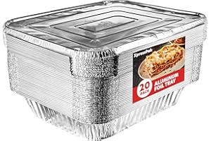 XpressPak Large Aluminium Foil Trays - [20-Pack Value] - Disposable Baking Foil Pans - (32X26 cm - 10X12 inches) - Half Size, Deep Steam Table Pans for Baking, Roasting & Food Prepping