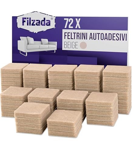 50 Feltrini Autoadesivi Nero 20x20mm | Piedini In Feltro Per Mobili | Spessore 3.5mm - Foto 12