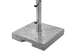 Doppler Granit Socle 25 kg - Pied de Parasol de Haute qualité avec Tube en Acier Inoxydable - Carré - 38x38x7cm