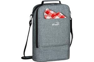 Kato Tirrinia Bolsa térmica aislada - Portabotellas para 2 botellas de vino y cerveza, portavasos de copa de vino con aislamiento, asa y correa para el hombro, cesta para botellas para degustación