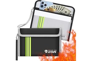 ZJTAPE 2 Piezas Bolsa ignífuga e Impermeable - Cartera ignífuga, Bolsa de protección de Dinero en Efectivo, Bolsa de Documentos con Banda Reflectante para Pasaporte、Cartera y Objetos de Valor