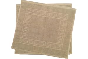 Julie Julsen 2er Pack 50 x 40 cm Badvorleger in Premium Qualität 900 gm2 in aktuellen Farben und 4 Größen aus Baumwolle Badematte Badteppich Duschvorleger Design Spirale Sand