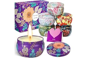 Wilbest 6pcs Scented Candle Gift Set, 100% Natural Soy Wax Candles for Aromatherapy, Bath, Yoga, 18H Duration per Candle, Mother's Day and Valentine's Day Gift