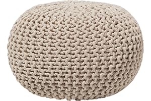 BELIANI Puf podnóżek otomana bawełniany 40 x 25 cm pleciony dziergany beżowy Conrad