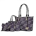 MKF Collection Tote Bag for Women, Shoulder Handbag & Wristlet Pouch Purse Top Handle Vegan Leather 4Pcs Set Pocketbook