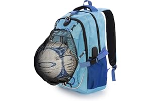 OLUFSENKids- Mochila Polivalente BONN- Con Red Desmontable Porta Balones y Cascos - Puerto USB y Auriculares -Con Hebilla Antirrobo - Ideal para Fútbol, Baloncesto, Voleibol y Hockey