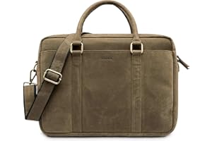 LEABAGS Bolso para Hombres y Mujeres | Bolsa de Portátil de Cuero Genuino de hasta 16" | Bolso Bandolera con Correa | Bolso de Hombro | Bolsa Mensajera | Bolsa de Trabajo