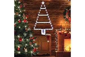 Moxled Battery Christmas Lights - 2ft LED Ladder Christmas Lights with Timer, 8 Modes, Waterproof Ladder Christmas Tree Lights for Outdoor Indoor Window Door Wall Xmas Decorations (White)