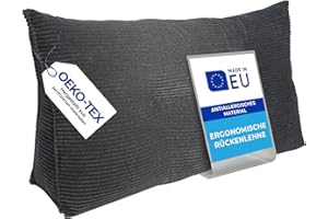 ‎PILLOWS24 Pillows24 - Cord Rückenkissen für Bett & Sofa mit abnehmbarem, waschbarem Bezug [ 120cm - Cord-Graphit ] | Bequemes Keilkissen und Lesekissen fürs Bett | Großes Sofakissen für Rückenlehne und Sofa