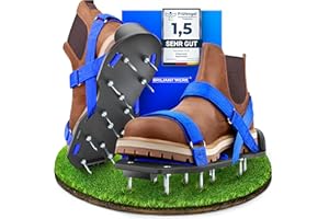 Briliantwerk®️ Nagelschuhe mit Klettverschluss - Zum Rasen belüften oder als Estrichschuhe - Rasenlüfter Schuhe als Perfekter aerifizierer - inkl. Zwei Nagellängen - Der ideale Rasenbelüfter