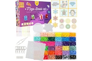 La Manuli Perline da Stirare - 5mm Perline A fusione, 11000 Pezzi, 5mm, 36 Colori, Set Completo per Bricolage e Pixel Art Bambini con 3 Piastre, Pinza, Portachiavi, Pendenti