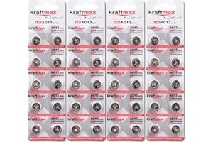 kraftmax Zestaw 40 ogniw guzikowych typu 357 (AG13 / LR1154 / LR44) wysokiej jakości bateria / bateria do zegarka 1,5 V do profesjonalnych zastosowań - najnowsza generacja