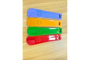 Ozmw Schuhanzieher Klein - 4 Stück [3.7*15cm] Schuhanzieher Kinder Mini Schuhlöffel Schuhlöffel Kinder Kleiner Schuhanzieher Schuhlöffel Klein Plastik Schuhanzieher Kurz Schuhanzieher Reise(4 Farben)