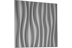 NOVECRAFTO Dekoratives Wandpaneele Strukturierte Wandfliesen Wellen Design Silber 12 Blätter Set | 3qm | 32,29qft | Wandverkleidung 3D Effekt Wanddekor PVC Paneele Wandverkleidung 3D Wandpaneele