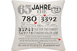 Bommex 65 Jahre Ehe Geschenk 65th Wedding Anniversary Kissen Abdeckung Keepsake Dekoration Geschenk für Paare Eltern Frauen Männer Mama Papa Ehemann Frau Oma Opa Tante Onkel Freunde (65. Jahrestag)