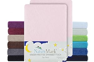 ‎NATUREMARK NatureMark 2er Pack Kinder FROTTEE Spannbettlaken, Spannbetttuch kuschelig weich, für Babybett und Kinderbett | 70x140 cm - Rosa