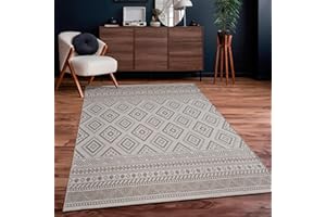 ‎PACO HOME Paco Home Outdoor Teppich Flachgewebe Modern Boho-Style wetterfest & UV-beständig Ideal für Terrasse Balkon Wohnzimmer & Küche, Grösse:80x150 cm, Farbe:Beige 2