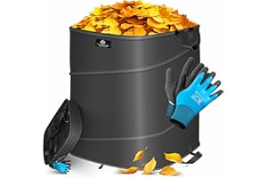 KESSER® Set di Sacchi da Giardino Pop-up - 1x 73 Litri, Sacco per Rifiuti da Giardino con Guanti, Autoportante con Maniglie, Robusto, Robusto e Richiudibile, Antracite/Nero