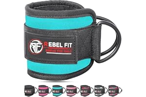 Rebel Fit Ankle Straps For Cable Machines Work Out Cuff Attachment For Home, Ankle Cuffs Workouts- Kickbacks, Leg Extensions, Cable Ankle Strap Adjustable Support Gym Cuffs