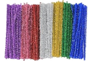 Bright Ideas Pipe Cleaners - Glitter Tinsel Stems PK250 Assorted 15cm x 6mm, Multi Colour Pipe Cleaners for Arts & Craft, Green, Blue, Red, Gold, Silver, Cerise and Violet. BI8102.