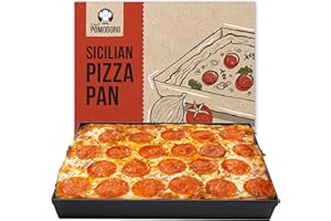 Chef Pomodoro | Plaque à Pizza Sicilienne Pré-enduite (33x33cm) - Grande Moule Pizza, Plaque Pizza Four en Aluminium Antiadhésif pour des Croûtes de Focaccia, des Lasagnes et Pizza Sicilienne
