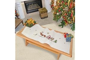 KAMACA Stickpackung Weihnachtsmann mit Rentieren Kreuzstich vorgezeichnet Baumwolle komplettes Stickset mit Stickvorlage Stickerei-Kit zum Selbersticken Erwachsene (Weihnachten TL 40x100 cm)