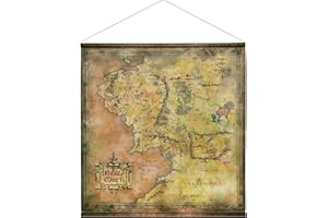 Elbenwald Seigneur des Anneaux - Tapisserie murale avec carte de la Terre du Milieu - 70 x 86 cm - Tissu beige