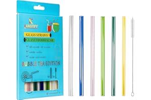 KUNSTIFY Pajita de cristal para vasos de cóctel y accesorios de cóctel, pajitas de cristal reutilizables, pajitas de cristal aptas para lavavajillas (Color Mix Bubble Tea)