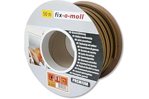FIX-O-MOLL Suki - Guarnizione adesiva in gomma per isolamento di porte e finestre, profilo D, colore: Marrone