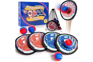 Vastoy Toss and Catch Ball Set with 4 Sticky Paddles & Balls, Quick-Dry Beach Toss Toy, Sticky Paddles with Adjustable Strap for Kids Adults, Play Catch Game for Family in Pool, Carry Bag Included