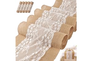 ZIYUEZIKUN Jute-Tischläufer, 5 Stück, Vintage-Tischläufer für Hochzeit, Feste, Events, Tischdekoration, 30 x 275 cm