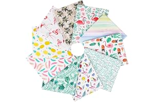 Craftido -43 Opciones- 100% Algodón Acolchado Tela Bundles 10pcs Fat Quarters 18”x21”(46x53cm) -Peso Medio 5.2oz- para Acolchar, Proyecto de Costura, Patchwork, DIY Manualidades - Tropical Flamingo