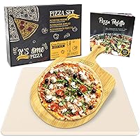 GARCON Pizzastein für Backofen und Gasgrill - Vergleichssieger 2019-3er Set inkl. Pizza Stone, Pizzaschieber & Kochbuch…