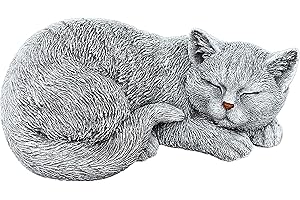 Stone and Style Figura de piedra de gato Betty, durmiendo, resistente a las heladas, resistente a la intemperie
