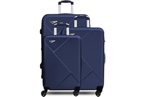 CALDARIUS Luaggage -Hard Shell, 4 Dual Spinner Wheels, Lightweight, – Travel Bag-Combination Lock -Telescopic Handle (Blue, Set)