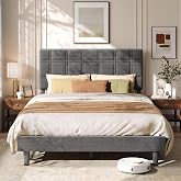 VASAGLE Bed Frame, Adjustable Headboard, 140 x 200 cm | MAZEY RMB184G101 Bed Base with Legs, Solid Wood, Noiseless, Bedroom,