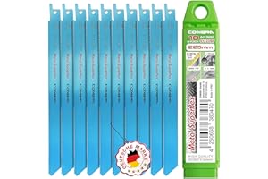 CONBRA® Säbelsägeblätter Metall 10x S1122BF Säbelsäge Blätter 10-tlg. Sägeblätter für Säbelsäge - Metallsägeblatt 225mm - Tigersäge Sägeblatt - Kompatibel mit Bosch Säbelsägeblätter