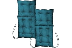 MG Design Cuscino per sedie da esterno 2 pezzi 100 x 50 cm blu - in spesso tessuto da rivestimento, con morbida imbottitura, con lacci da legare - per sedie da giardino, panchina, dondolo da giardino